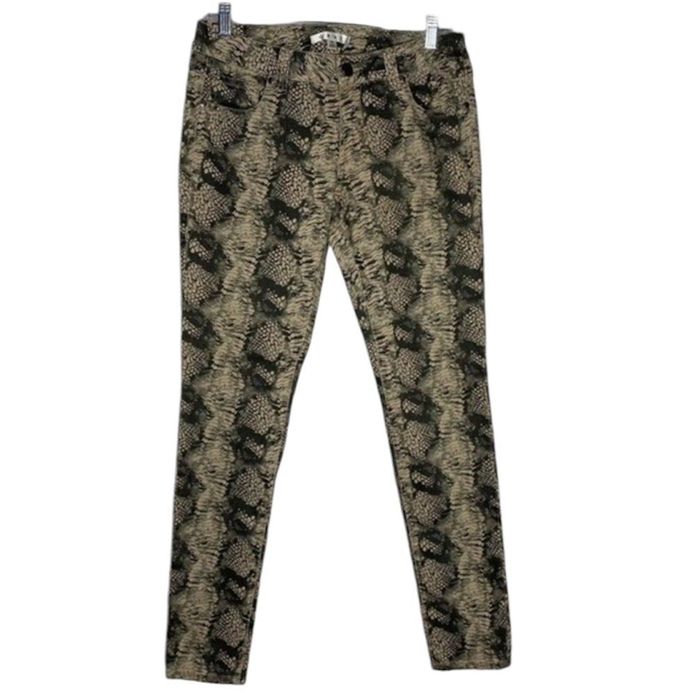 CAbi Jeans Women’s 4 Gray Hue Beige Skinny Low Rise Diamondback Snakeskin #958